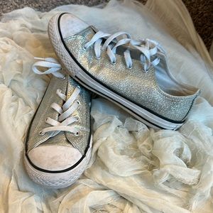 glittery silver, converse